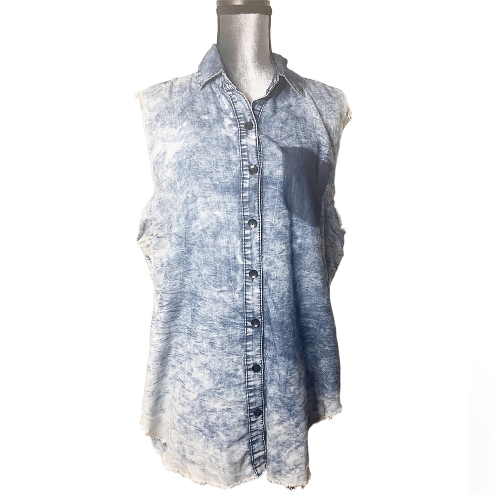 Thrill Plus Size Fringed Denim Top 3X